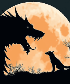 Wolf Dragon Silhouette Diamond Painting