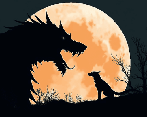 Wolf Dragon Silhouette Diamond Painting