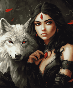 Wolf and Woman Diamond Painting