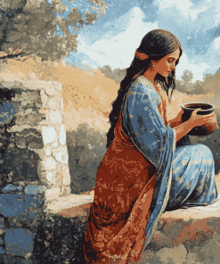 Woman At The Well Vintage Diamond Painting