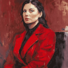 Woman In Red Coat Diamond Painting