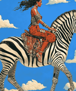 Woman Riding Zebra Diamond Painting