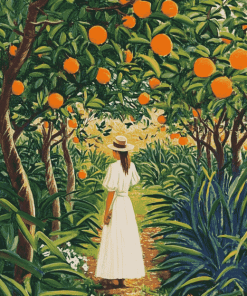 Woman in Vintage Orange Grove Diamond Painting