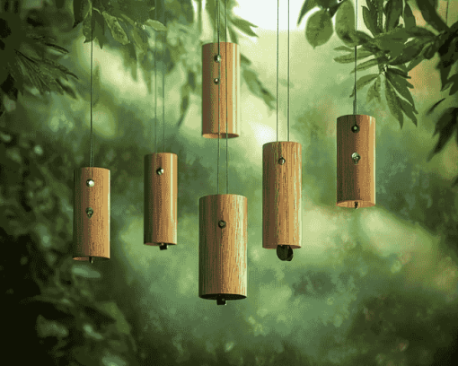 Woodland Landscape Wooden Wind Chimes Diamond Painting