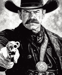 Wyatt Earp Black and White Diamond Painting