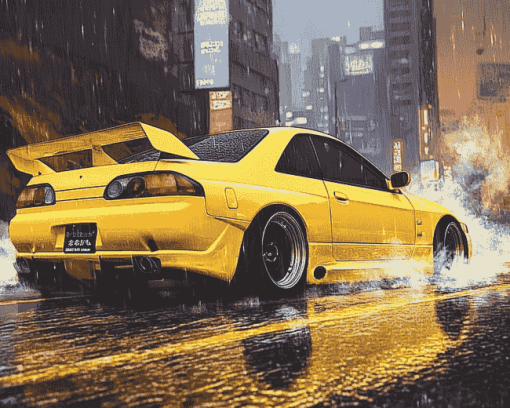 Yellow JDM Car Style Diamond Painting