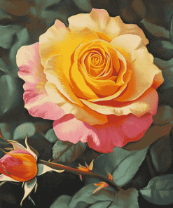 Yellow and Pink Rose Blossoms Diamond Painting