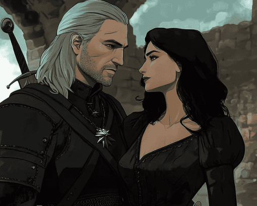 Yennefer and Geralt in The Witcher Diamond Painting